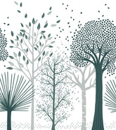 M. FOX - Papier peint panoramique - Arbres bleus